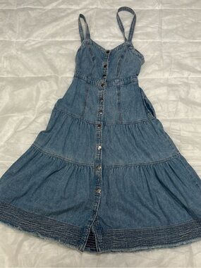 Pilcro Anthropology Light Blue Denim Top with Tan Label